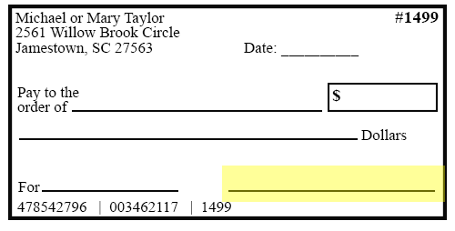 check example with the signature highlighted