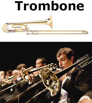 Men playing the trombone