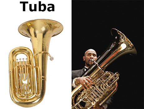 A man playing the tuba