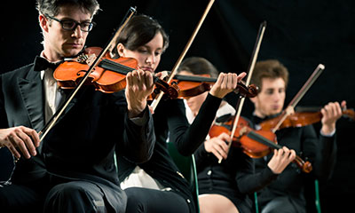 A group of violinists performing