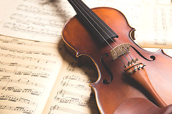 violin with sheet music