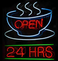 Open 24 hours neon sign